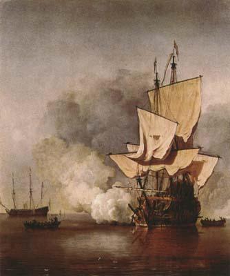VELDE, Willem van de, the Younger The Cannon Shot (mk08) oil painting image